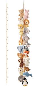 lot 8165 image: Mkono 2 Pack Hanging Stuffed Animal Storage Hanger with 40 Clips 76 Inch