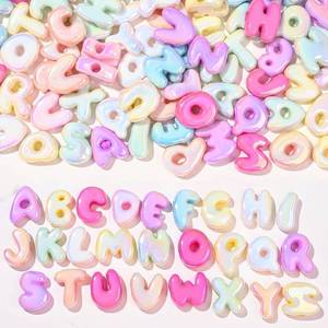 lot 8172 image: PIPITREE 40 Pcs Acrylic Letter Beads AB Macaron Mixed Alphabet