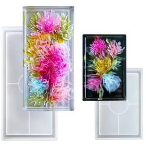 lot 8183 image: JDH Silicone 2 Pcs Rectangle Resin Molds for Coasters & Trinket Dishes