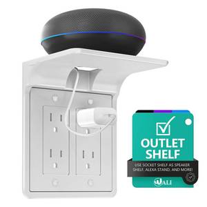 lot 8190 image: WALI Double Outlet Shelf Wall Holder Bathroom Shelf White DLS001