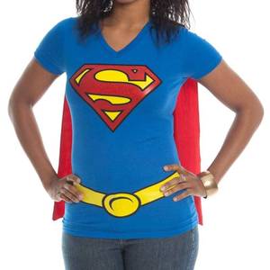 lot 8197 image: Bioworld DC Comics Supergirl Juniors Cape T-Shirt Costume X-Large Blue
