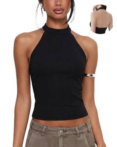 lot 8201 image: SUUKSESS Womens Halter Tank Top Open Back High Neck L