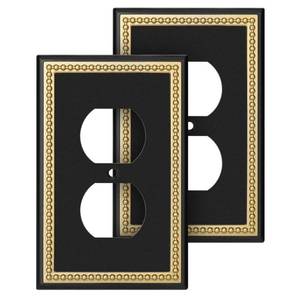 lot 8202 image: Henne Bery Pearled Frame Decorative Wall Plate Switch Plate Outlet Cover 2PK