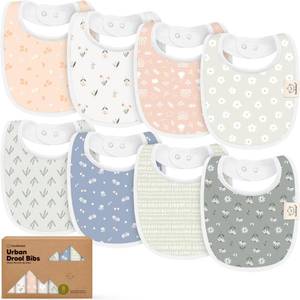 lot 8221 image: KeaBabies Organic Baby Drool Bibs 8-Pack, Fleur