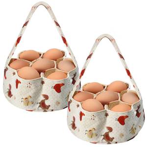 lot 8222 image: Sweetude Egg Gathering Basket 2 Pcs 7 Pouches Canvas Chicken Pattern