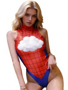 lot 8224 image: SEXYTINE Womens Cutout Lingerie Cosplay Bodysuit Set Red One Size