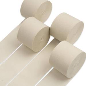 lot 8230 image: PartyWoo Sand White Crepe Paper Streamers 4 Rolls 1.8 In x 82 Ft