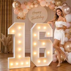 lot 9898 image: imprsv 4FT Marquee Numbers 16,DIY Light Up Numbers for 16th Birthday Decorations, Party Decorations,Anniversary Party Decor,Mosaic Number for Balloons Number 16,Pre-Cut Foam Board Kit