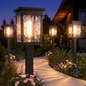 lot 9899 image: XMCOSY Solar Pathway Lights, 4 Pack 2-in-1 Landscape Lighting for Garden