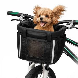 lot 9907 image: ANZOME Dog Bike Basket, Folding Front Pet Carrier for Small Dogs & Cats