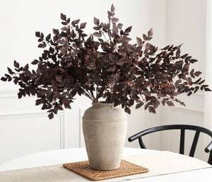 lot 9922 image: PERFNIQUE 6 Pack Artificial Plum Cimicifuga Leaf Sprays, 32 Faux Ramosa Branches for Vase, Fall Floral Stems for Table Centerpiece, Farmhouse, Wedding, Mantel, or Halloween Decor