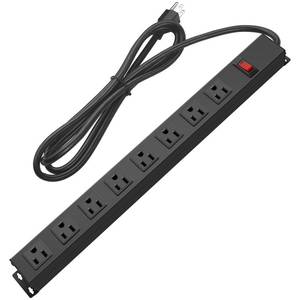lot 9932 image: HHSOET Heavy Duty Long 8 Outlets, 14AWG Extension Cord, Black, 6FT, 1