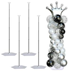 lot 9938 image: Balloon Arch Stand, Balloon Stand Set of 4, 7 Feet Height Adjustable Metal Balloon Column Stand for Party Decorations Wedding Birthday, Graduation Party Decoration, Baby Shower