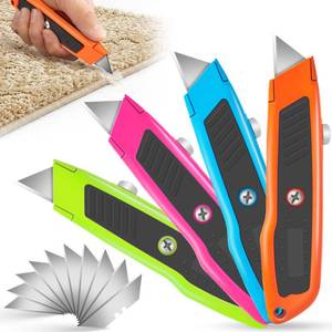 lot 10209 image: TIFICAL 4Pack Box Cutter Retractable, Utility Knife with Extra 10 Blades