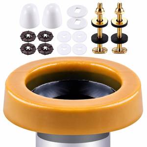 lot 10210 image: Toilet Bowl Wax Ring Kit with Flange Bolts, Fits 3 or 4 Inch Lines