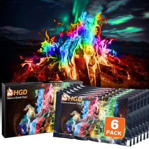 lot 10221 image: HGD (6 Pack) Magic Campfire Fire Color Changing Packets for Fire Pit, IndoorOutdoor Fireplace, Bonfire - Rainbow Magical Flame, Camping Accessory, Compatible with Wood