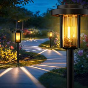 lot 13498 image: HMDecor Solar Pathway Lights 12 Pack IP65 Waterproof Outdoor