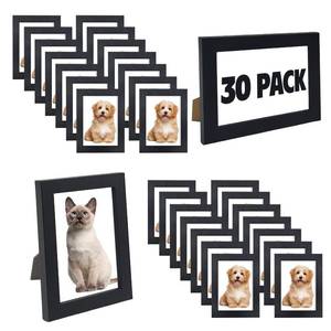 lot 13501 image: WHEATHUSK Black Wood Picture Frames 4x6 Set of 30
