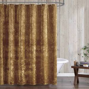 lot 13516 image: Fredsure Distressed Velvet Shower Curtain Set 72x72 13 Piece Caramel Gold