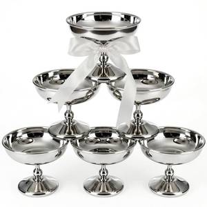 lot 13521 image: Ferrochef 6 Piece Stainless Steel Footed Ice Cream Bowl Set 4.1 x 3.3 Inch
