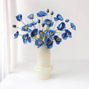 lot 13544 image: ZYTUYO Artificial Poppy Flowers Silk Faux Poppies Bouquet 6 Pcs Dark Blue
