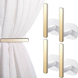 lot 13556 image: Queekay Curtain Holdbacks Self-Adhesive Gold Handle White 4 Pcs