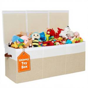 lot 13559 image: Uniency Collapsible Toy Box with Lid, Toy Storage Chest, Beige, 150L