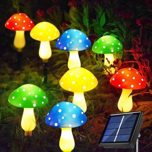 lot 13562 image: Windpnn 8-Pack Solar Mushroom Garden Lights, 8 Modes, Multicolor LED