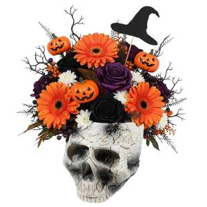 lot 13565 image: Wowagoga Halloween Resin Skull Flower Pot Planter 4.98 x 4.47 x 5.13 In