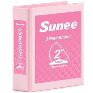 lot 13568 image: SUNEE 3 Ring Binder 2 Inch Clear View PVC-Free Pink