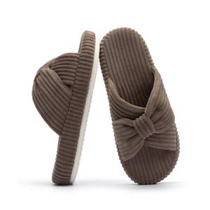 lot 13583 image: Chantomoo Womens Memory Foam Corduroy Bow Cross Band Slippers US 7-8