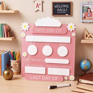 lot 14023 image: Gerrii First Day of School Sign Pink Acrylic 11.42 x 11 In with Marker