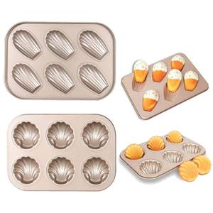 lot 14044 image: EIIXMSO Shell Madeleine Pan 2 Pcs 6-Cavity Carbon Steel Non-Stick Bakeware