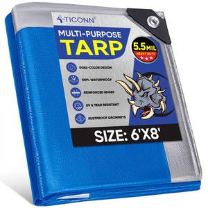 lot 14062 image: TICONN Heavy Duty Waterproof Tarp Cover UV Resistant Polyethylene