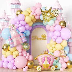 lot 14093 image: Adeyoo Princess Balloon Garland Arch Kit 136 Pcs Multicolor Pastel