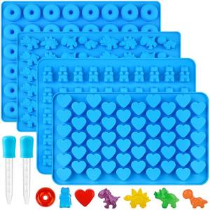 lot 14114 image: Puyeipt Silicone Gummy Candy Molds 4 Pack 201 Cavities