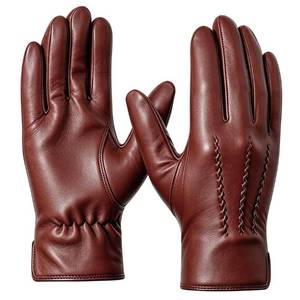 lot 14115 image: Harssidanzar Mens Sheepskin Leather Gloves Cashmere Lined Brandy Size S