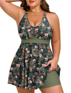lot 14120 image: HUSKARY Womens Plus Size Two Piece Tankini Swimsuit Tummy Control 16W-26W