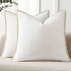 lot 14130 image: Pallene Cream White Chenille Throw Pillow Cover 20x20 Set of 2