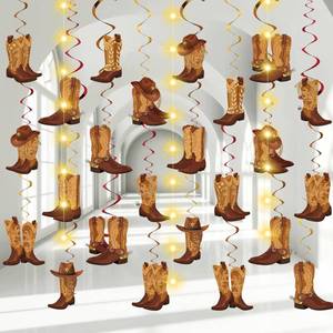 lot 14136 image: Capoda Cowboy Boot Hanging Swirl Party Decorations 57 Pcs
