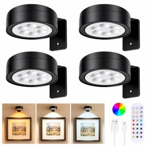 lot 14140 image: Sooogd 4-Pack Rechargeable Wireless Picture Lights for Wall, Black