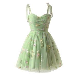 lot 14144 image: IWEMEK Womens Embroidered Flower Tulle Dress Light Green 3XL