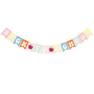 lot 14158 image: LINLULU Back To School Banner With Apple Pastel Macaron Classroom Decor