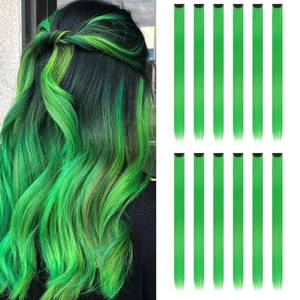 lot 14159 image: YISIKUNNUO Emerald Green Clip-In Hair Extensions 12 Pcs 22 Inch