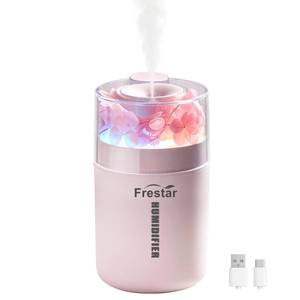 lot 14162 image: Frestar USB Mini Preserved Flower Humidifier 180ml with 7 Color LED Night Light