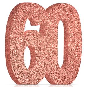 lot 14168 image: MOORAY 60th Birthday Table Centerpiece Rose Gold Glitter 60 Decor 8 Inch