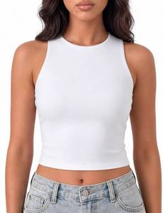lot 14187 image: AURUZA Womens Double Lined Crop Tank Top High Neck Racerback Sleeveless Sz. S
