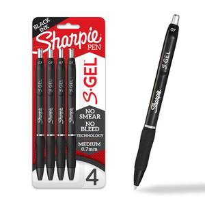 lot 14415 image: Sharpie S-Gel Retractable Gel Pen Medium Point Black 4-Pack