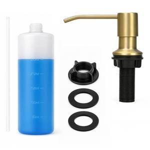 lot 14416 image: Havin Stainless Steel Soap Dispenser, Brushed Gold, 1.77 in Base
