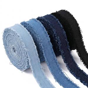 lot 14429 image: Lanjiesh Denim Fabric Ribbon 0.98 Inch Width 4 Rolls 2 Yards Each 4 Colors